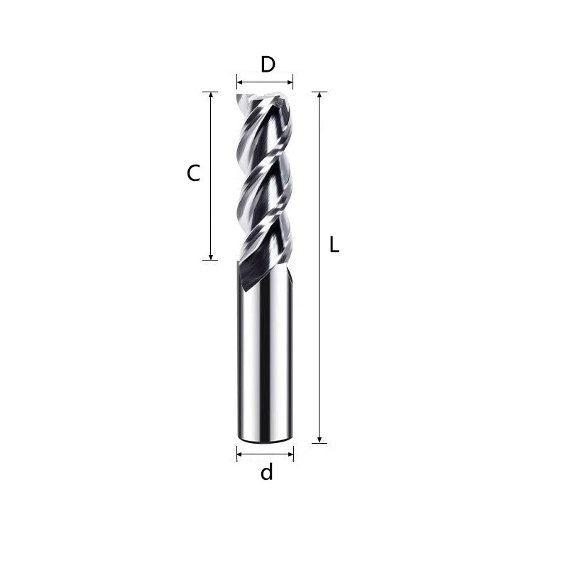 2132-55HRC high-gloss aluminum milling cutter tungsten steel 3 flute aluminum alloy special milling cutter three-flute extended flat bottom mirror end mill Shandong Denso Pricision Tools Co.,Ltd.